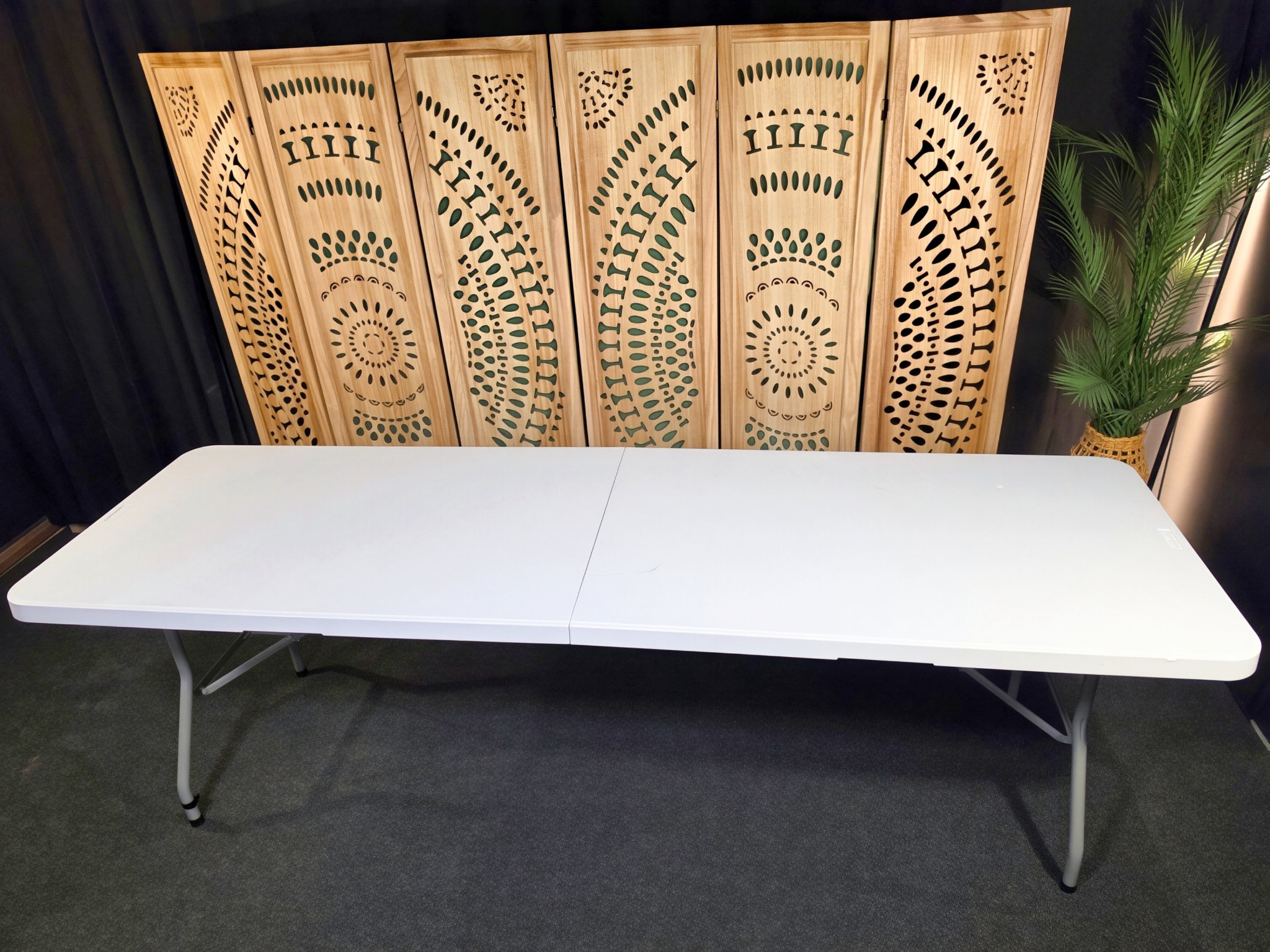 8-foot banquet table from a higher angle