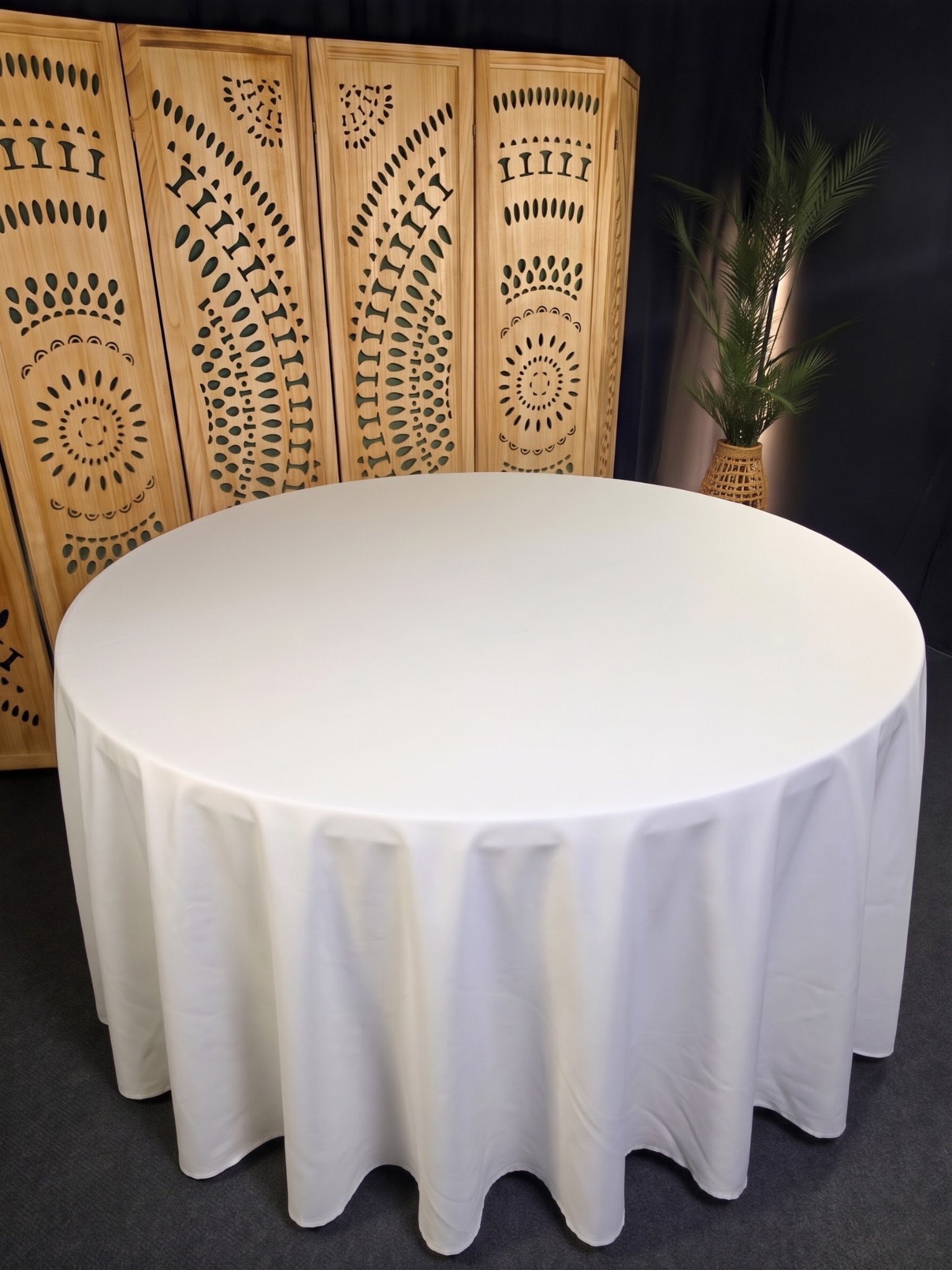 White round linen on a 60-inch round table