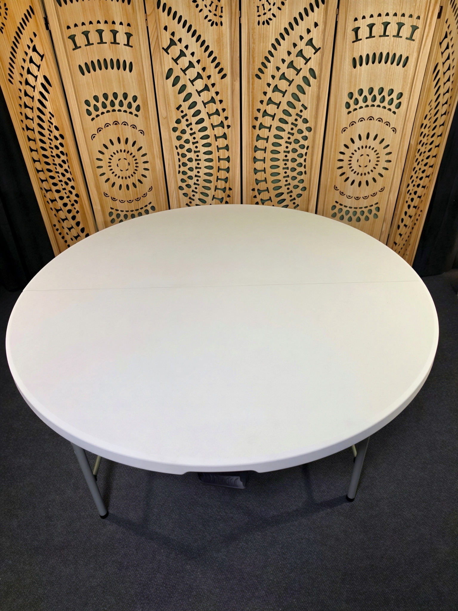 60-inch round folding table viewed from above